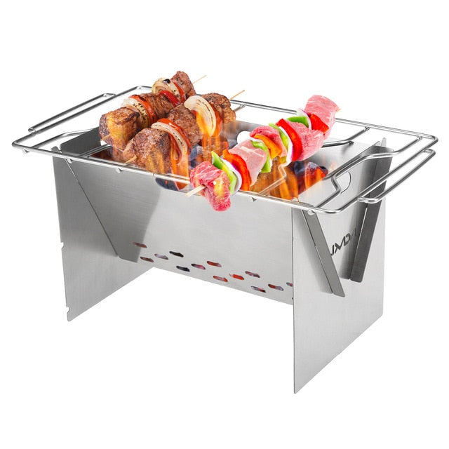Lixada Portable Folding Stainless Steel Wood Burning Stove w/Bellows